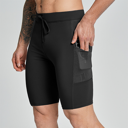Wholesale Men's High-Waist Compression Shorts – Tummy Control Double-Layer Gym Shorts