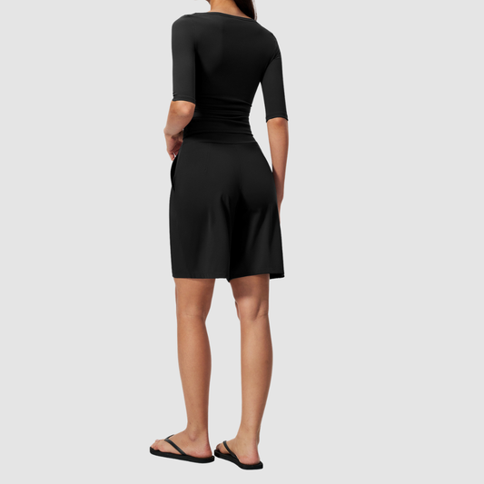 Wholesale Women’s Mid-Sleeve Top & Shorts Yoga Set