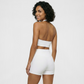 Deep V halter neck bra + high waisted shorts 2-piece set