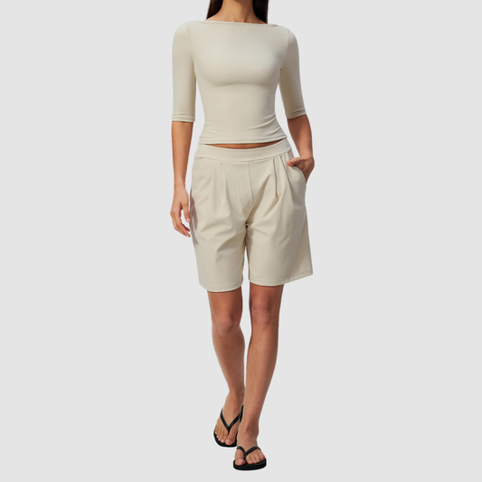 Wholesale Women’s Mid-Sleeve Top & Shorts Yoga Set
