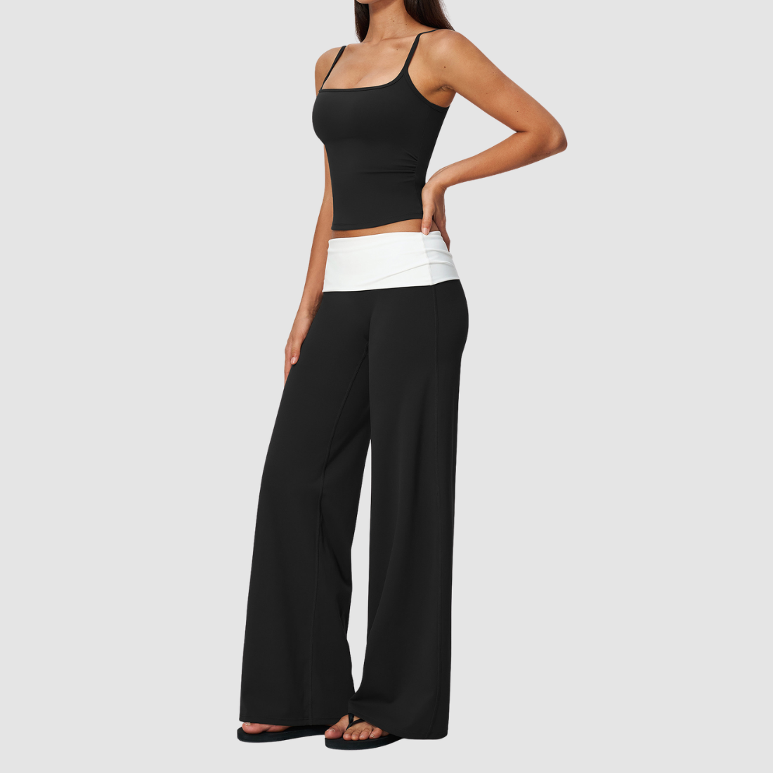 Wholesale Women’s Padded Strap Tank & Wide-Leg Yoga Pants Set
