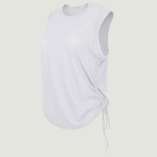 Wholesale yoga cover-up drawstring sleeveless top | Wonderxfans bulk activewear