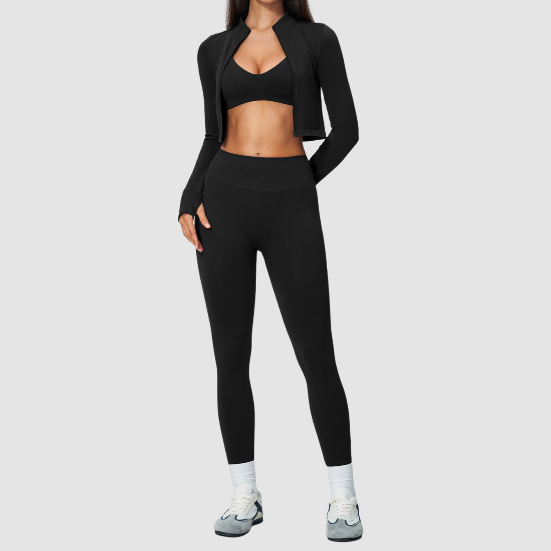Wholesale Women's Bra, Leggings & Cardigan Yoga 3-Piece Set