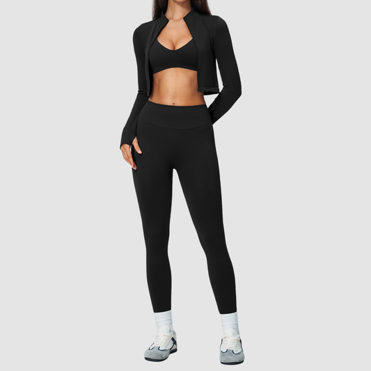 Wholesale Women's Bra, Leggings & Cardigan Yoga 3-Piece Set