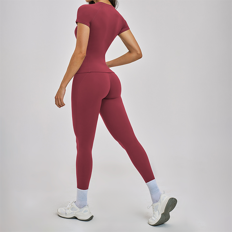 Wholesale Round Neck Short Sleeve Tank Top+High Waist Legging 2-piece Set