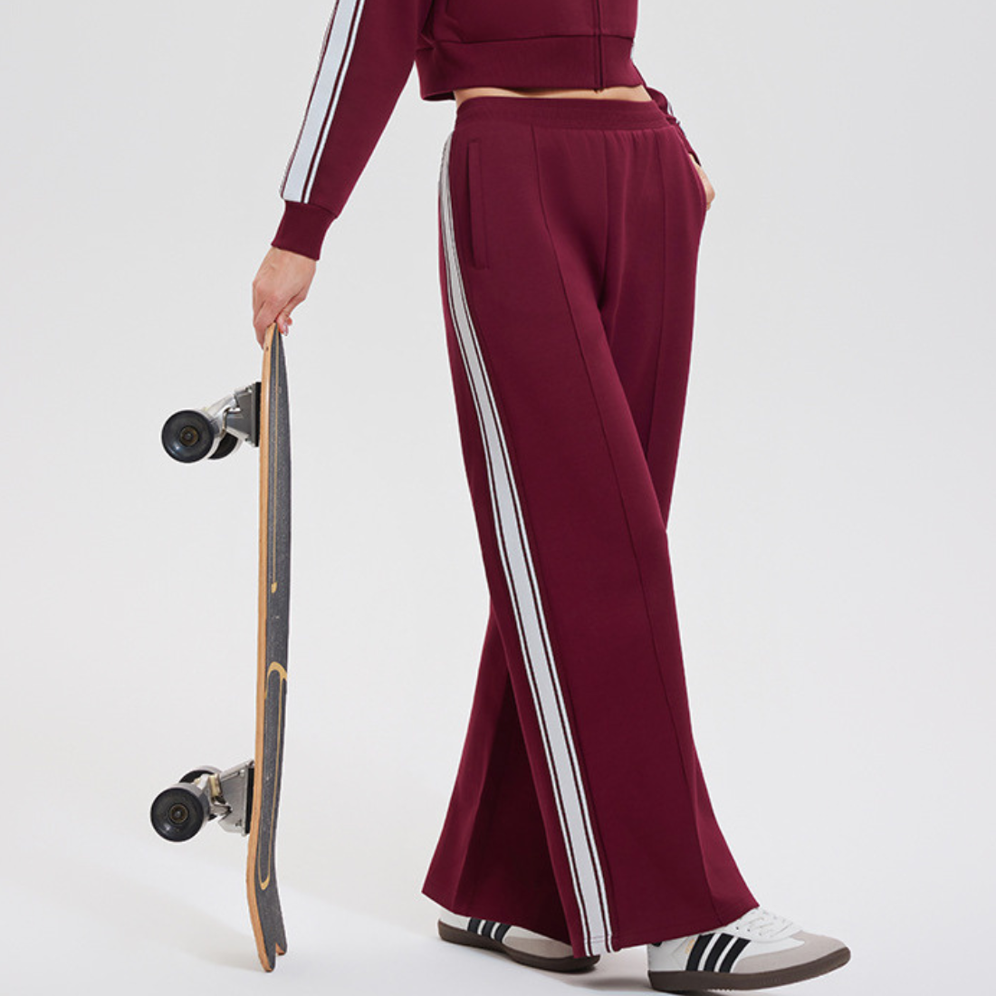 Women's Activewear Color-Block Jacket & Straight-Leg Pants Sports Set