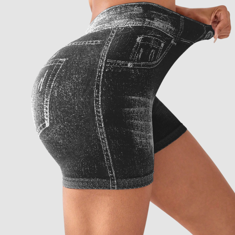 Wholesale High-Waisted Faux Denim Shorts
