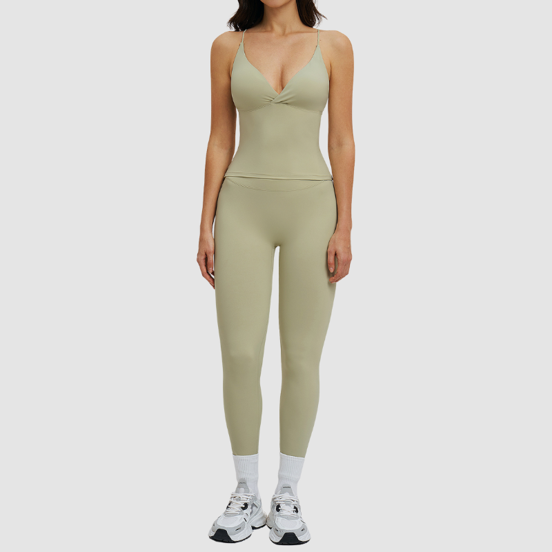 Wholesale thin-strap sports tank top + leggings 2-piece set