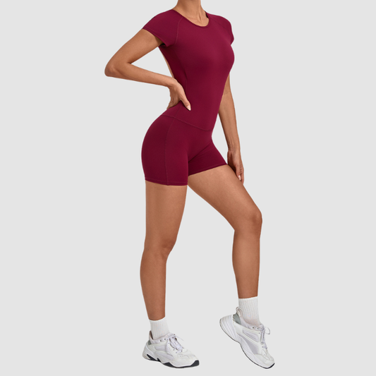 Wholesale Women's Open-Back Adjustable Yoga Bodysuit – Slim-Fit Butt-Lifting Short Romper