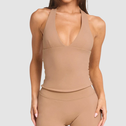 Wholesale V-neck halter neck nude quick drying sports top