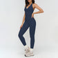 Halter neck backless tank top + high-waisted leggings 2-piece set