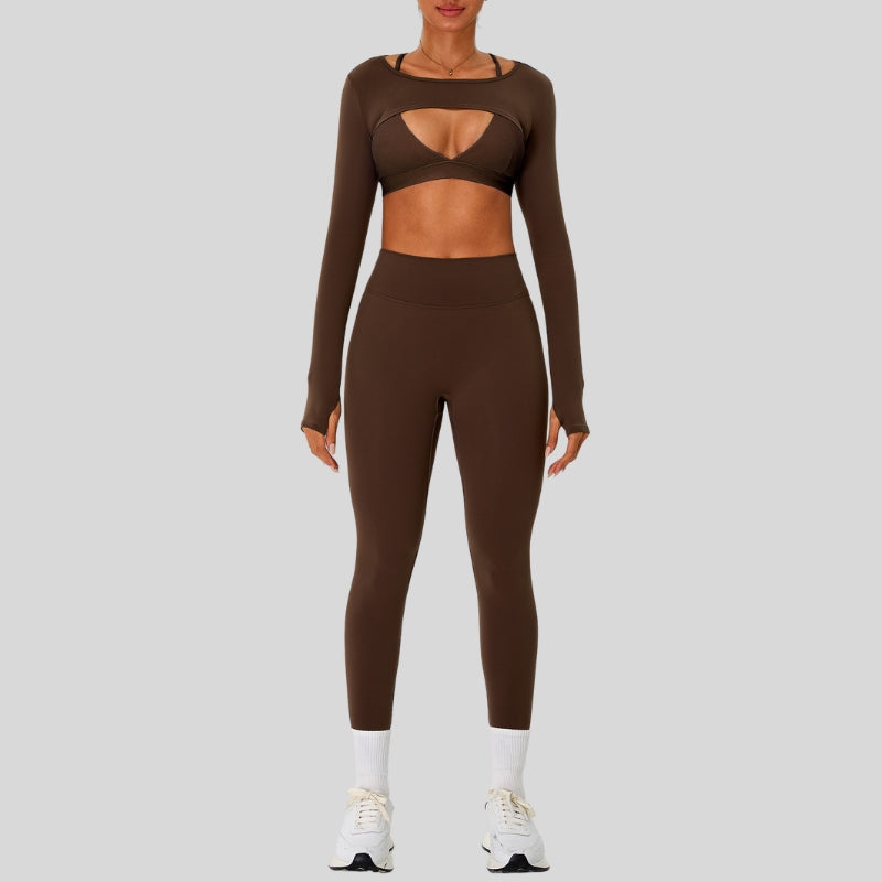 Naked Feel Sports Bra+long sleeve jacket+Legging 3-Piece Set