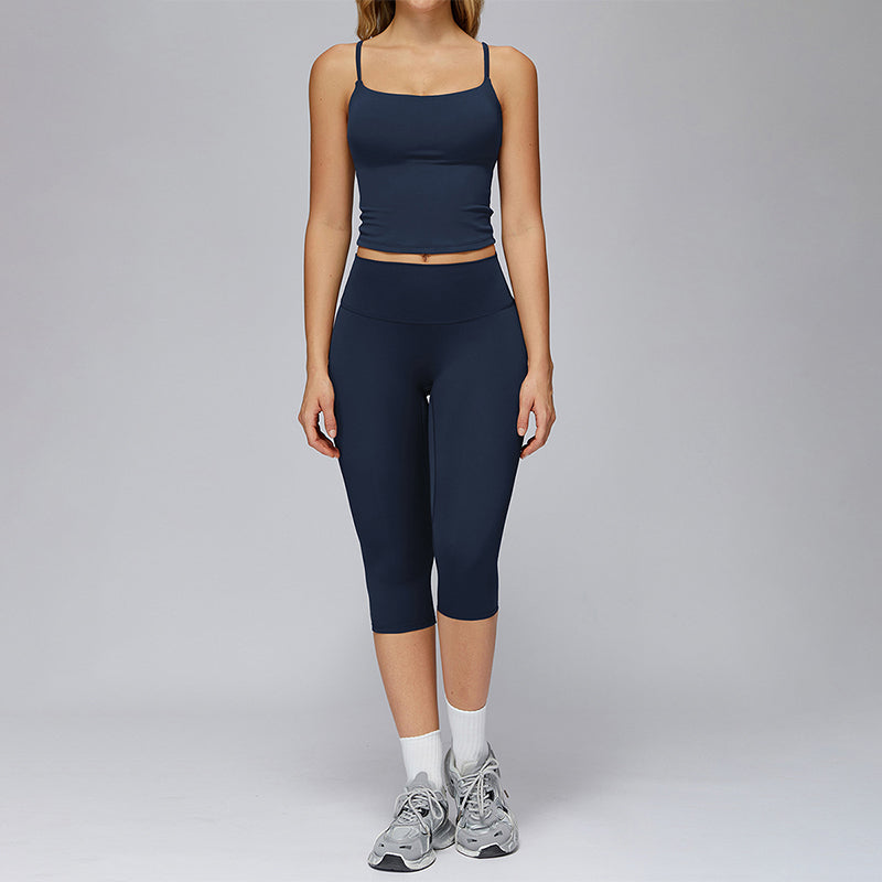 Sports vest + Mid-length leggings 2-piece set