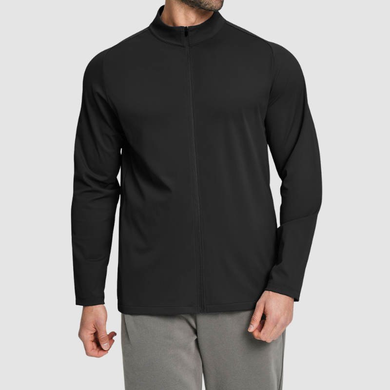 Wholesale Men's Mock Neck Long Sleeve Athletic Jacket – Moisture-Wicking Gym Fitness Training Outerwear