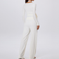 Wholesale Women's Padded Sports Bra+Tie-Front Long-Sleeve+Wide-Leg Pants Yoga Set