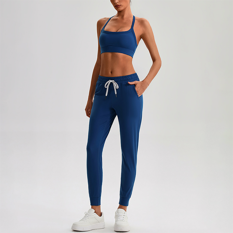 Wholesale Naked-Feel Open-Back Sports Bra & High-Waist Jogger Pants Set – Sculpting Yoga 2-Piece