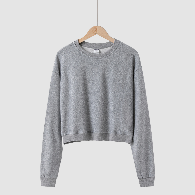 Wholesale solid color cotton short round neck sweatshirt
