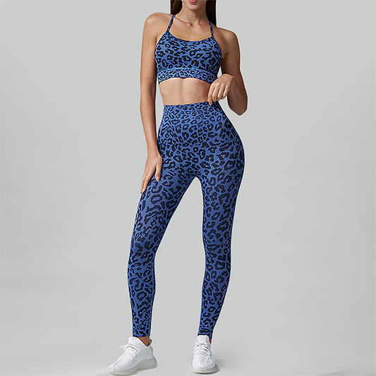 Women's Leopard Print Tank Top + Hip-High Leggings 2-Piece Set