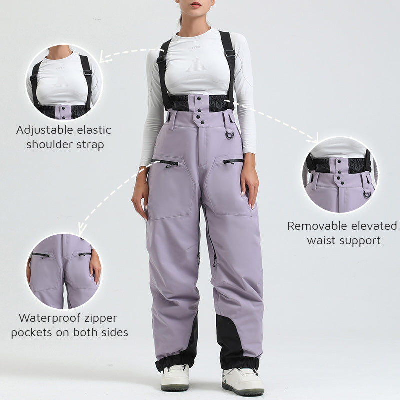 Women's Thickened Thermal Overalls Ski Pants