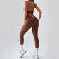 Halter hollow out quick dry sports jumpsuit