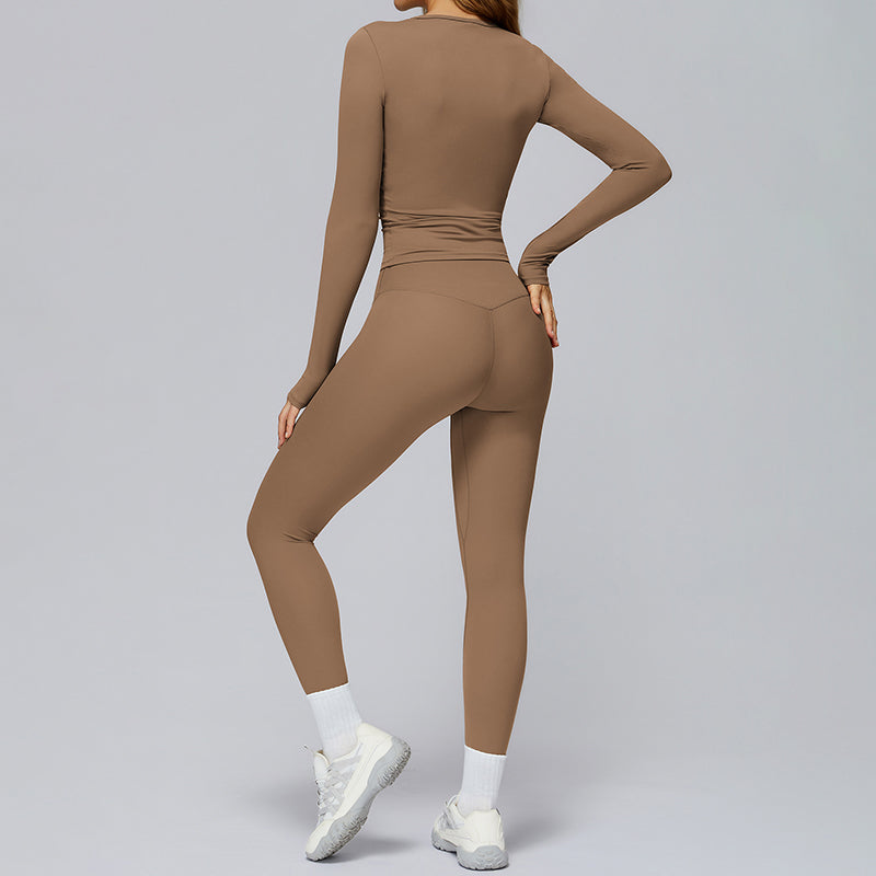 Pinsel Long Sleeve Sport Top & High Taille Fitness Leggings 2 -teiliges Set