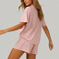 Wholesale Women's Striped Short Sleeve Shorts Set – Lightweight Casual Two-Piece