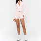 Stand-up collar yoga jacket + side pocket design shorts 2-piece set
