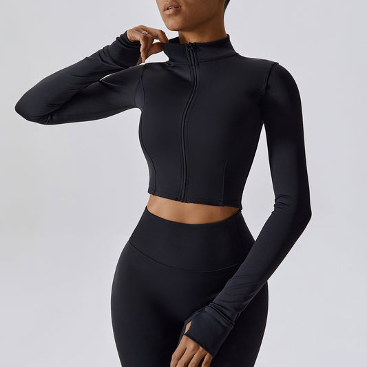 Wholesale Solid color zippered long sleeves | Wonderxfans bulk activewear