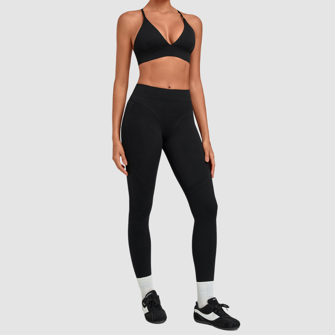 Wholesale Women’s Spliced Cami Sports Bra & Cropped Leggings Yoga Set
