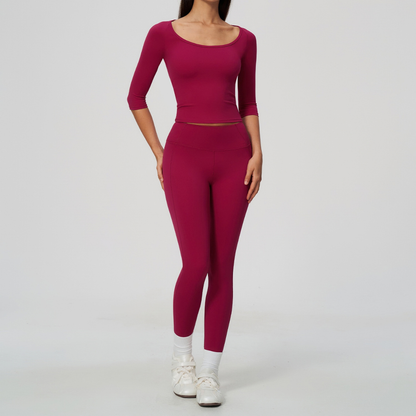 Wholesale Women's Mid-Sleeve Long Pants Yoga Set