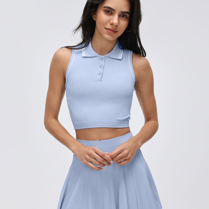 Wholesale POLO collar contrasting color yoga top