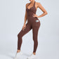 Halter hollow out tight fitting sports jumpsuit