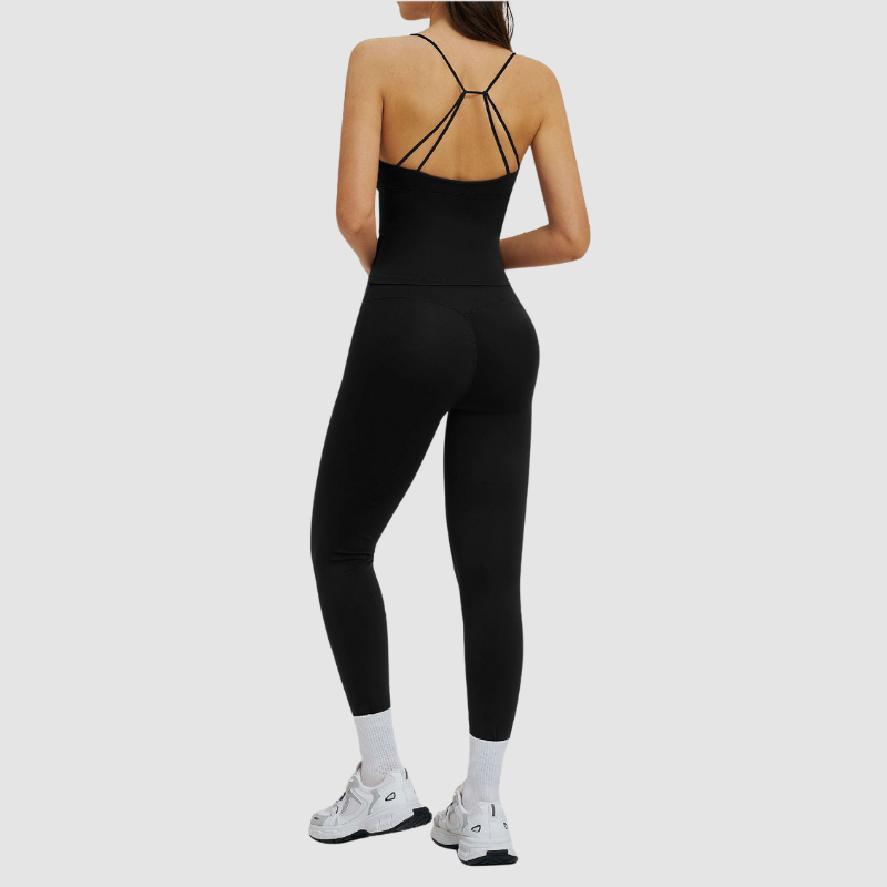 Wholesale thin-strap sports tank top + leggings 2-piece set
