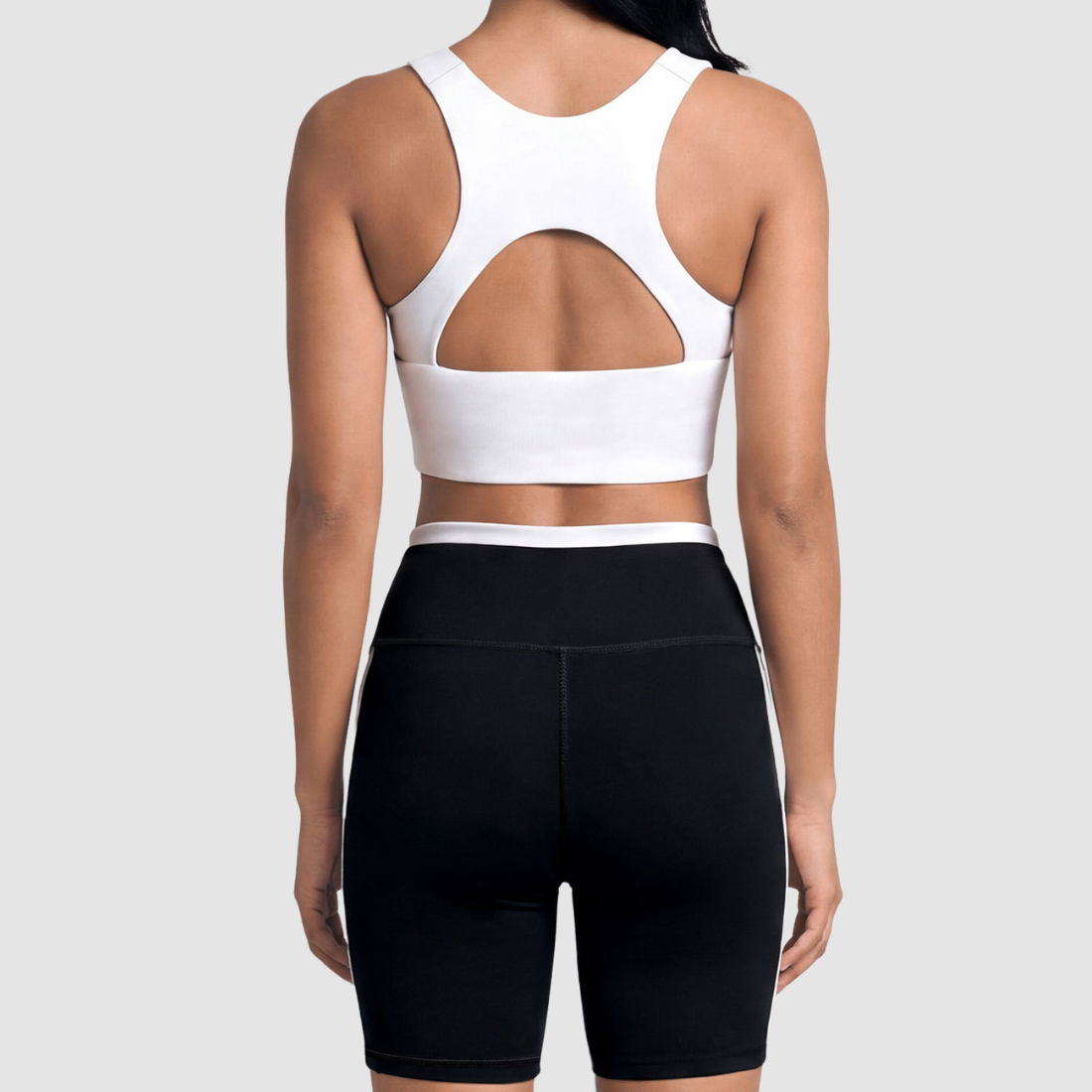 Wholesale Women's Contrast Sports Top & High-Waist Yoga Shorts Set