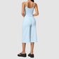 Wholesale Women's Brushed Spaghetti-Strap Tank Top & Wide-Leg Cropped Pants Set – Seam-Detail 2-Piece Yoga Set