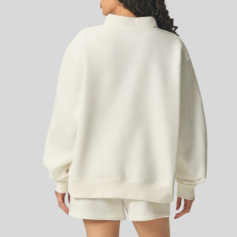 Semi-High Neck Top + Drawstring Shorts 2-piece set