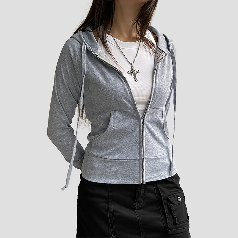 Wholesale Women's American Style Cropped Zip-up Jacket – Vintage American style cropped Jacket
