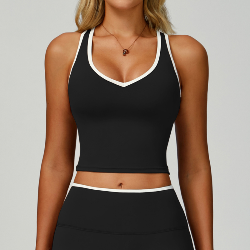 Wholesale Women's Color-Block Open-Back Sports Vest – Seamless Cutout Activewear