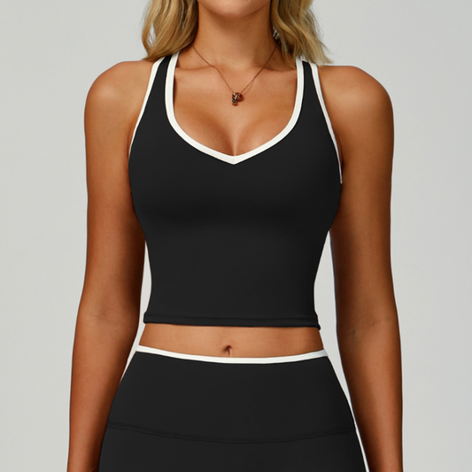 Wholesale Women's Color-Block Open-Back Sports Vest – Seamless Cutout Activewear