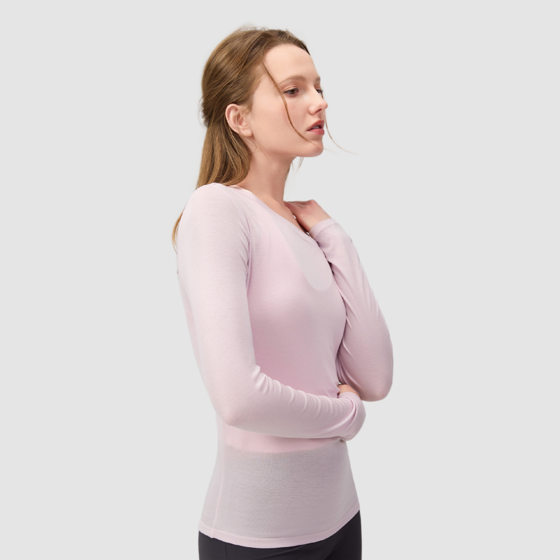 Wholesale Women's Lyocell Off-Shoulder Long-Sleeve Yoga Top