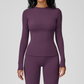 Wholesale Women's Brushed Long Sleeve Yoga Top – Crew Neck Slim Fit Athletic T-Shirt