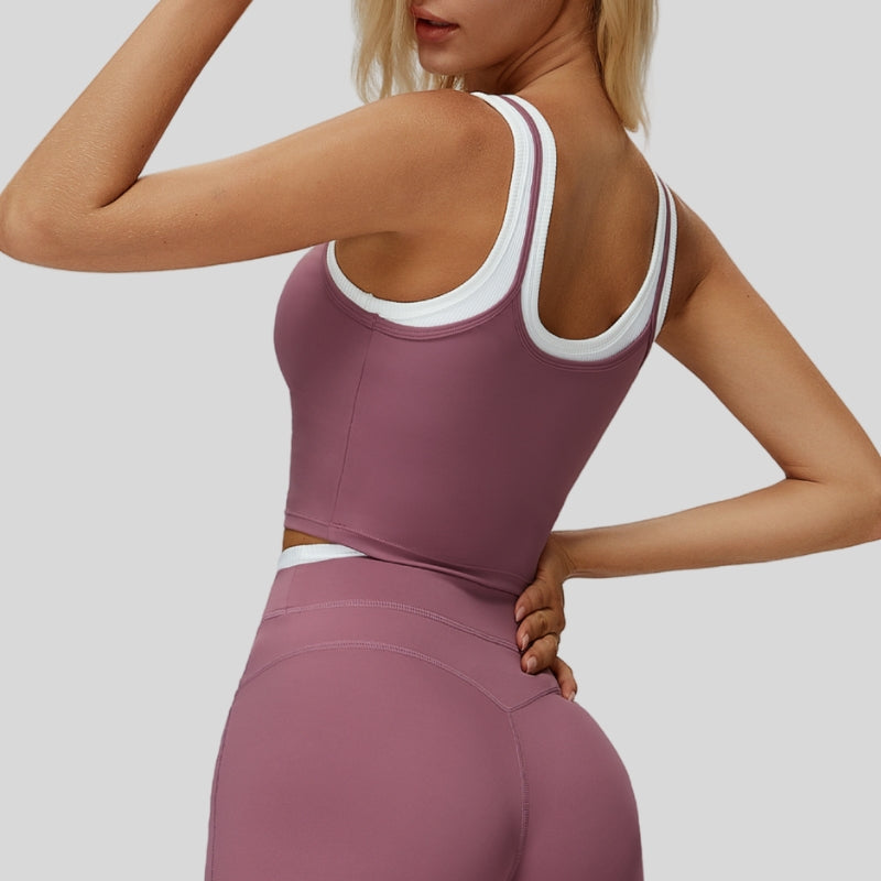 Two-piece contrasting sports tank top