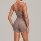 Wholesale Women's Activewear Retro Print Back-V Sleeveless Top & Leggings Yoga Set