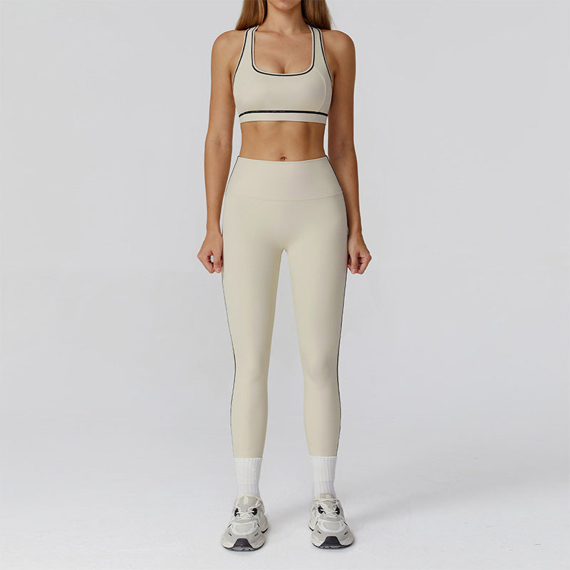 Racerback Sports Bra + Leggings de cintura alta set de 2 piezas