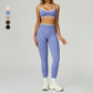 Seamless Contrasting Color Sports Bra + High-waisted leggings 2-Piece Set