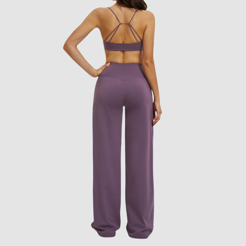 Wholesale spaghetti strap bra + straight pants 2 piece set