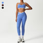 Cross-Back Color-Blocked Bra + High-Waisted Butt-Lifting Leggings 2-Piece Set