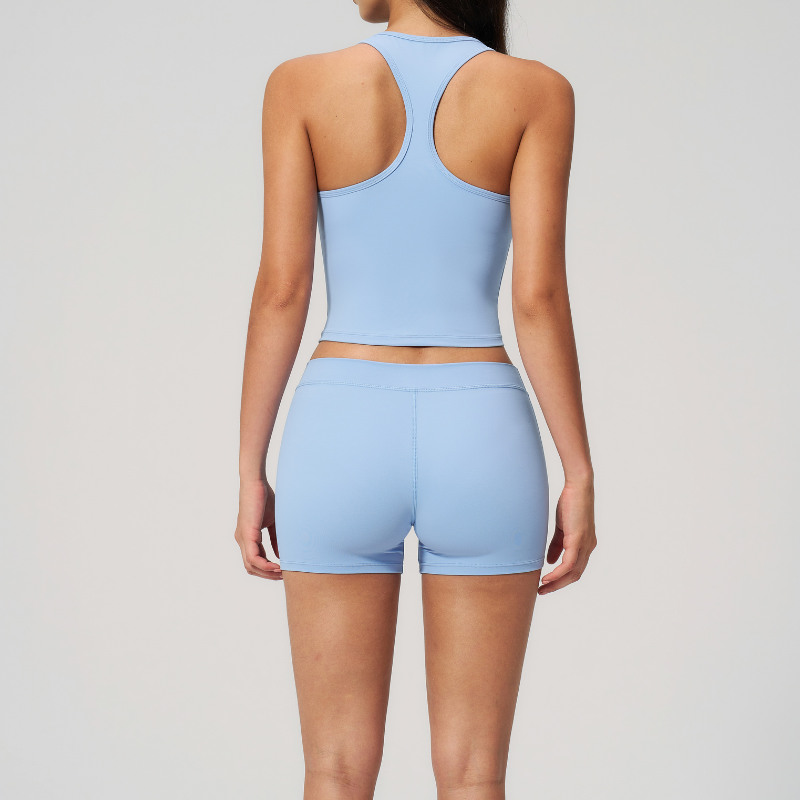 Wholesale Women's I-shape Back Tank Top & Booty-Lift Shorts Set – Seam-Detail Naked-Feel Yoga 2-Piece Set