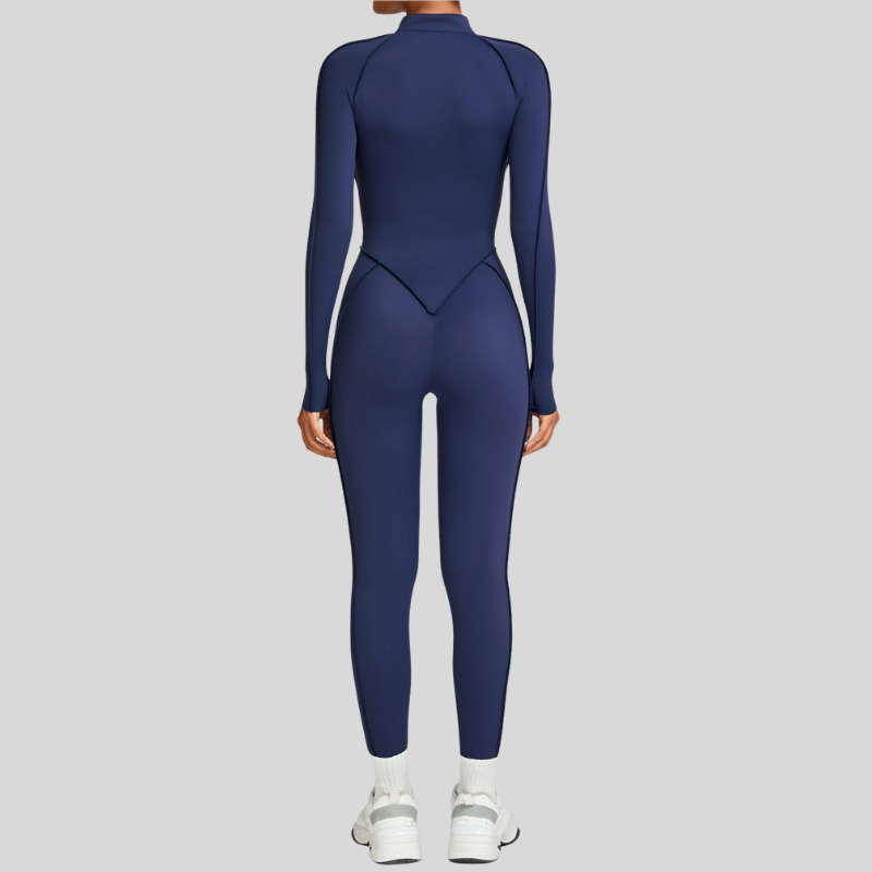 Stand-up collar zipper jumpuit