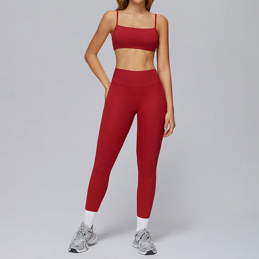 Spaghetti Strap Sports Bra + Sports Pants 2-Piece Set
